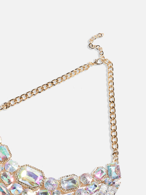 Silver Plated Crystal Studded Necklace