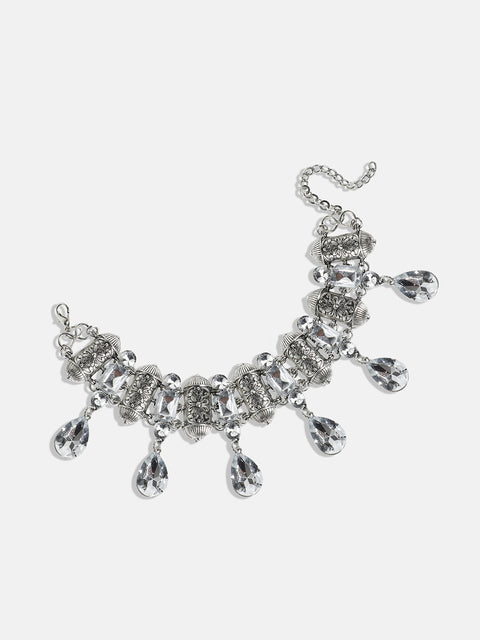Silver Plated Stone Studded Choker Necklace