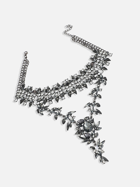 Silver-Plated Stone Studded Layered Necklace