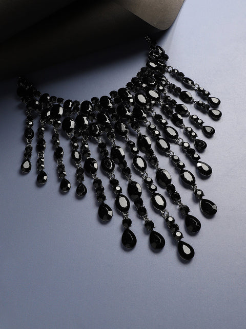 Silver-Plated Crystal-Studded Necklace