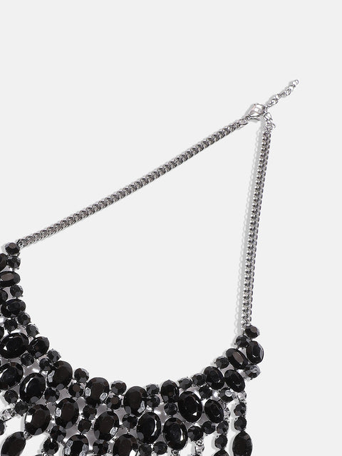 Silver-Plated Crystal-Studded Necklace