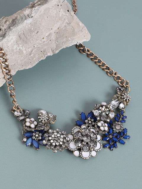 Gold Plated Crystal Studded Beaded Necklace