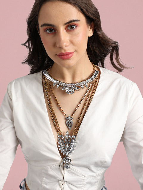 Gold-Plated Stone-Studded Necklace