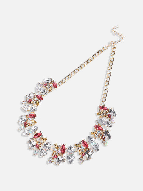 Gold Plated Crystal Studded Beaded Necklace
