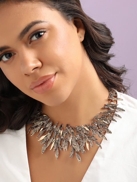 Gold-Plated Stone-Studded Necklace