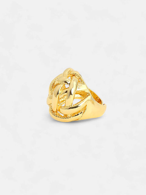 The Basket Weave Statement Ring - California Gold-SOHIRG6108
