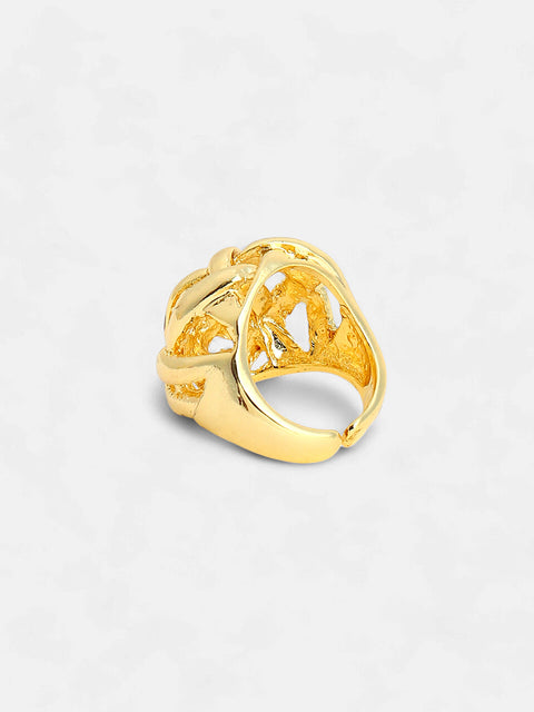 The Basket Weave Statement Ring - California Gold-SOHIRG6108