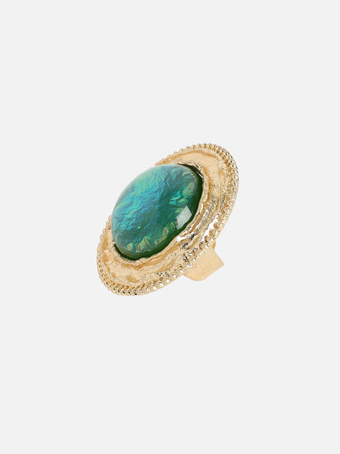 Gold-Plated Stone-Studded Reverie Opulence Statement Finger Ring