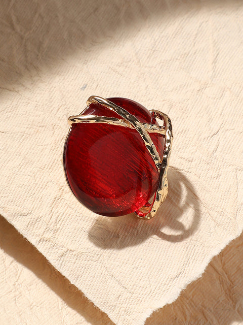 Gold-Plated Stone-Studded Cocktail Finger Ring