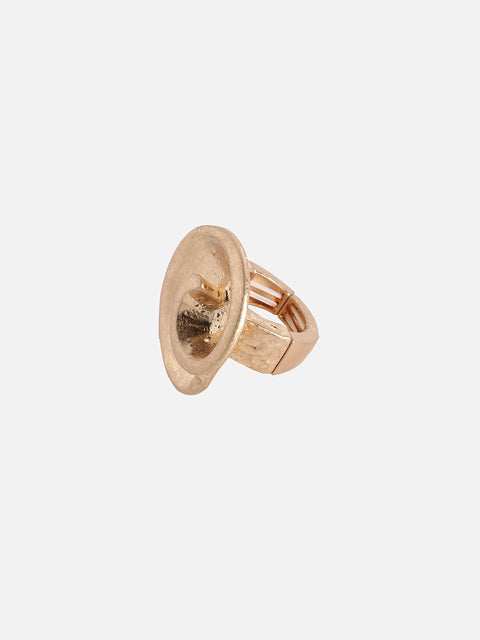 Gold-Plated Rose Swirl Cocktail Finger Ring