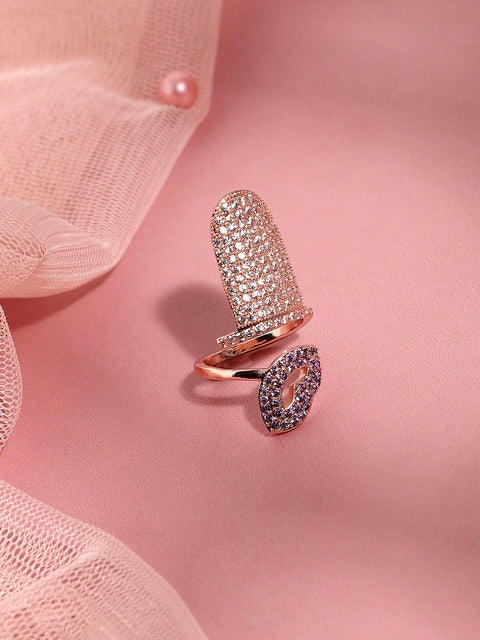 Rose Gold-Plated Party Finger Ring