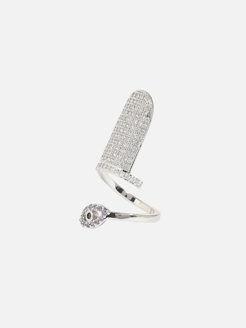 Silver-Plated Stone-Studded Finger Ring