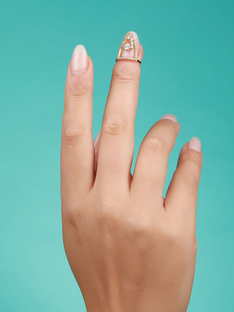 Gold-Plated Stone Studded Nail Rings