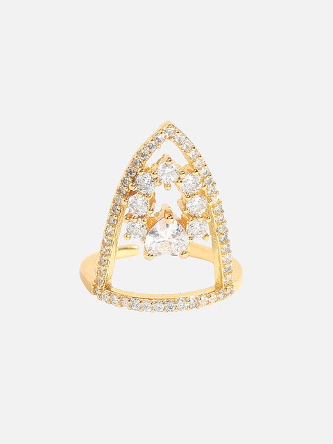 Gold-Plated Stone Studded Nail Rings
