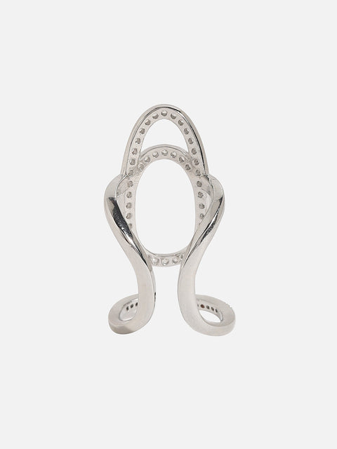 Silver-Plated Stone-Studded Finger Ring