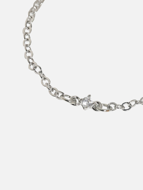 Silver-Plated Stone-Studded Finger Ring