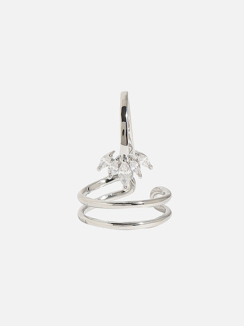 Silver-Plated Stone-Studded Finger Ring
