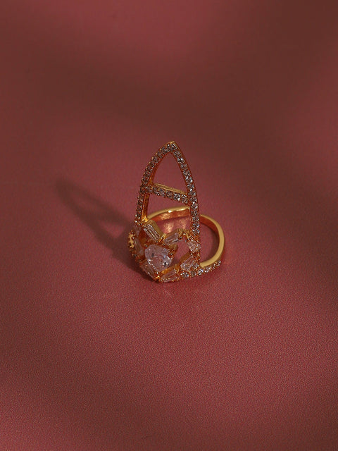 Gold-Plated Stone-Studded Finger Ring
