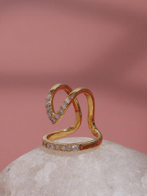 Gold-Plated Stone-Studded Finger Ring