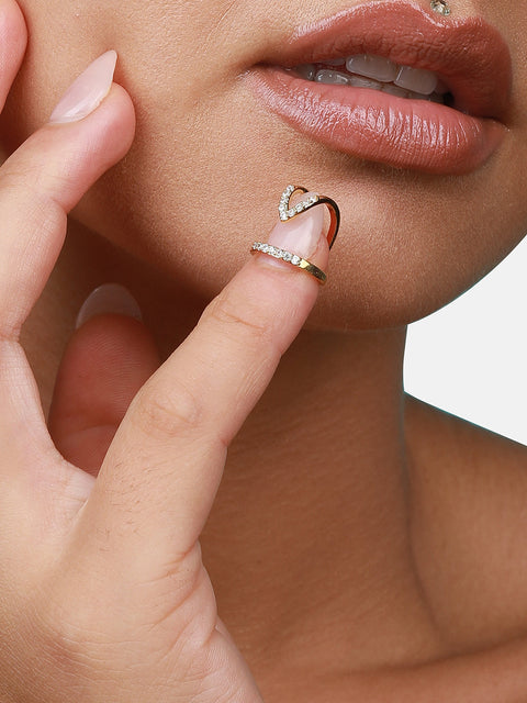 Gold-Plated Stone-Studded Finger Ring