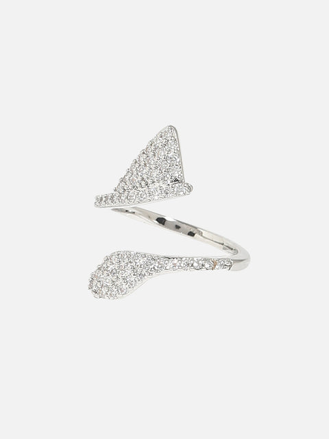 Silver-Plated Stone-Studded Nail Ring