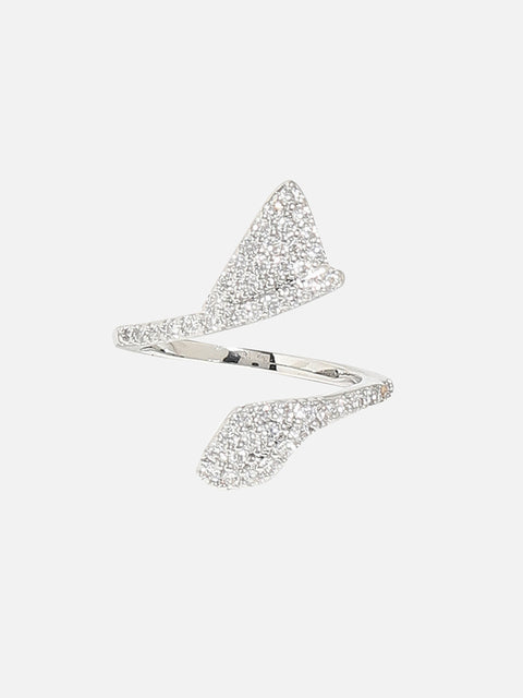 Silver-Plated Stone-Studded Nail Ring