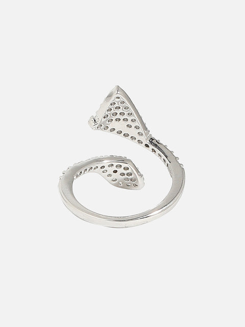 Silver-Plated Stone-Studded Nail Ring
