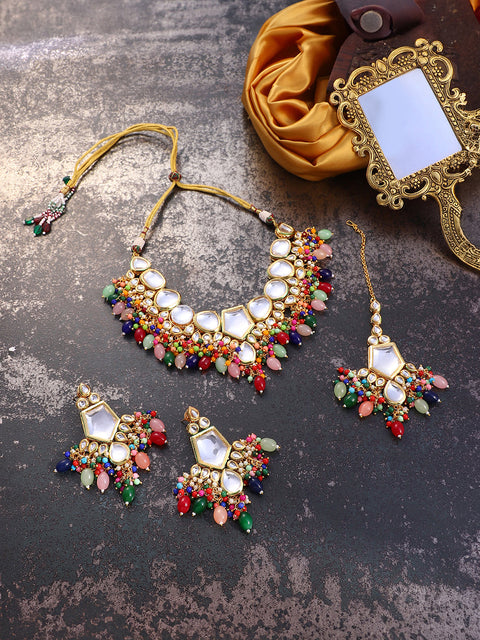 The Jahanara Jewellery Set - Multicolour-SOHNCK2079