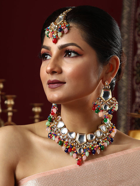 The Jahanara Jewellery Set - Multicolour-SOHNCK2079