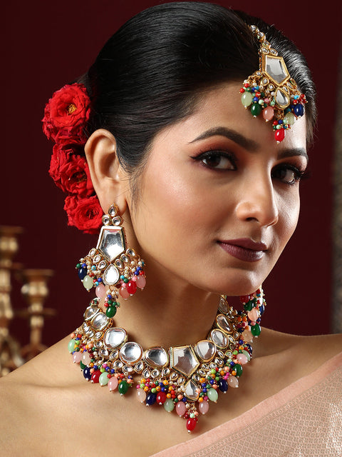 The Jahanara Jewellery Set - Multicolour-SOHNCK2079