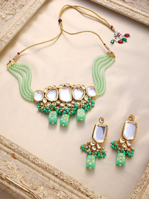 The Dareen Jewellery Set - Mint Green-SOHNCK2160