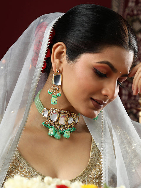 The Dareen Jewellery Set - Mint Green-SOHNCK2160