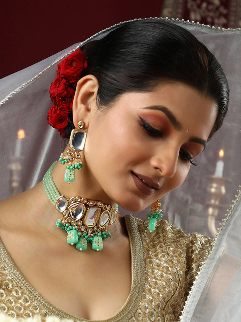 The Dareen Jewellery Set - Mint Green-SOHNCK2160