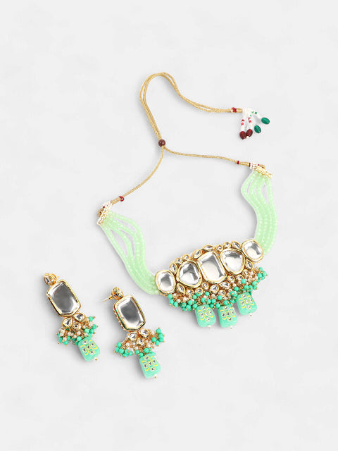 The Dareen Jewellery Set - Mint Green-SOHNCK2160