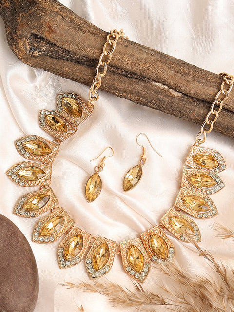 Gold Plated Stone Studded Jewellery Set