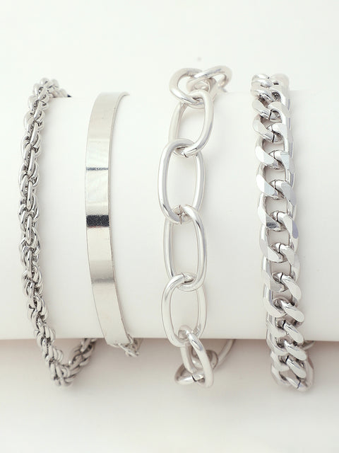 Set of 4 Silver Plated Designer Bracelet
