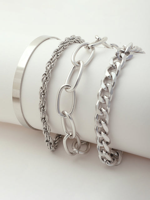Set of 4 Silver Plated Designer Bracelet
