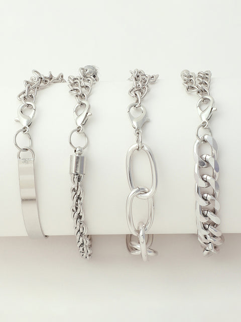 Set of 4 Silver Plated Designer Bracelet