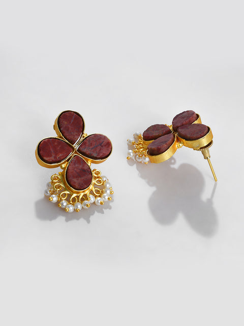 RED FLOWER STUD EARRING