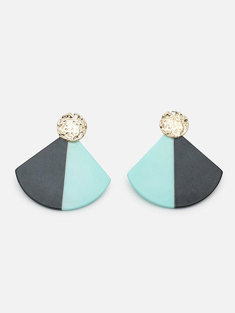 SILVER PLATED GREEN STUD EARRING FOR WOMEN