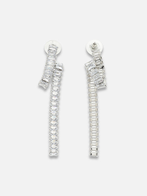 Silver Plated Party Designer Stone Drop Earring