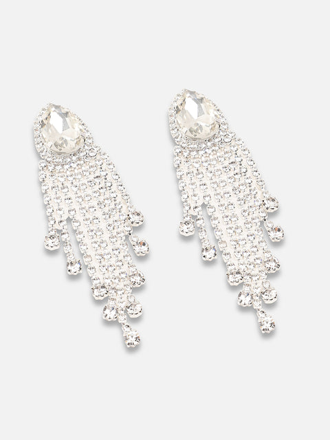Silver Plated Party Designer Stone Drop Earring For Women
