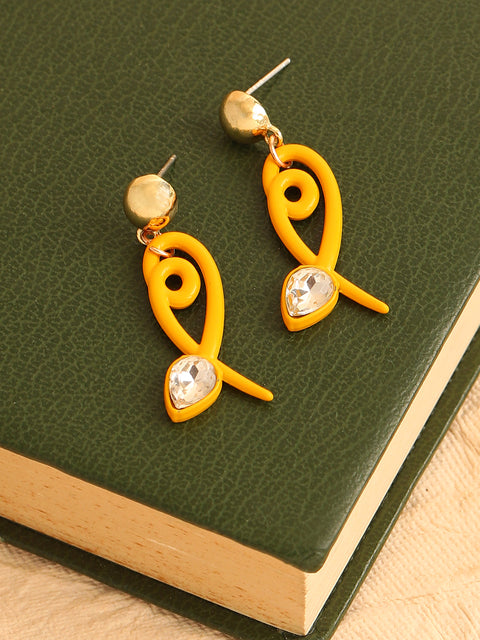 GOLD PLATED CASUAL DESIGNER STONE DROP EARRING FOR WOMEN