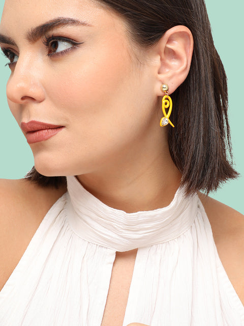 GOLD PLATED CASUAL DESIGNER STONE DROP EARRING FOR WOMEN