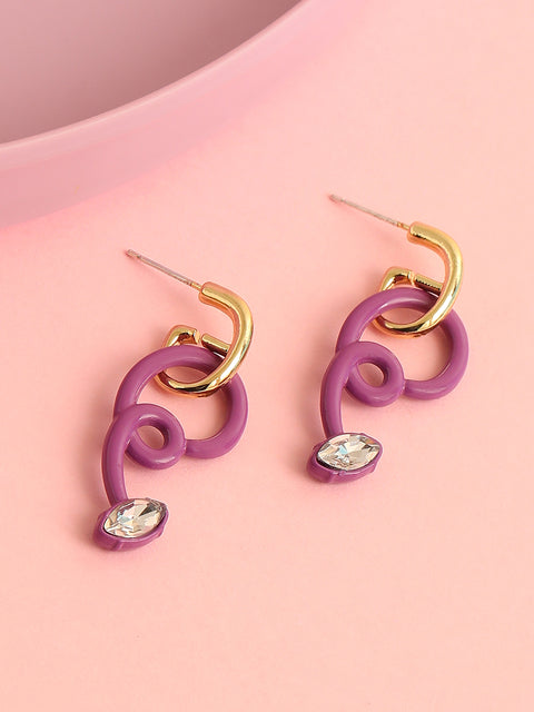 GOLD PLATED CASUAL DESIGNER STONE DROP EARRING FOR WOMEN