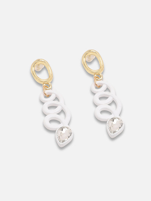 GOLD PLATED CASUAL DESIGNER STONE DROP EARRING FOR WOMEN