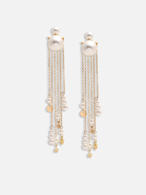 GOLD PLATED PARTY PEARLS DROP EARRING FOR WOMEN