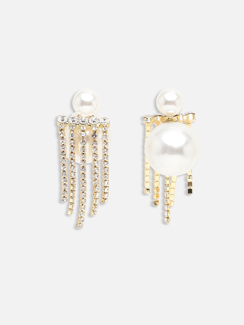 GOLD PLATED PARTY PEARLS DROP EARRING FOR WOMEN