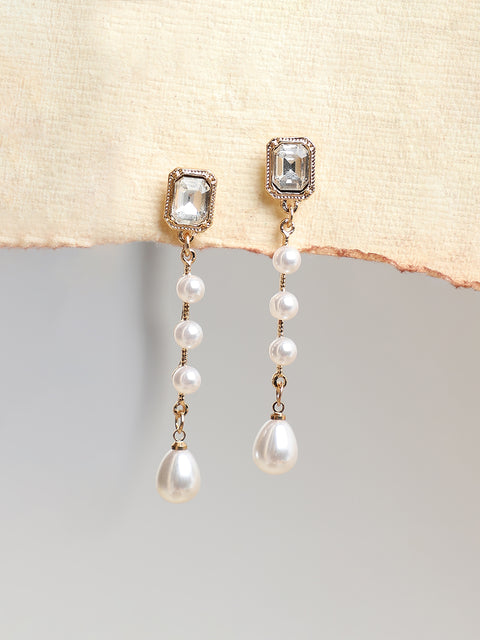 GOLD PLATED PARTY DESIGNER STONE DROP EARRING FOR WOMEN