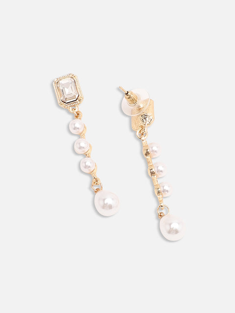 GOLD PLATED PARTY DESIGNER STONE DROP EARRING FOR WOMEN